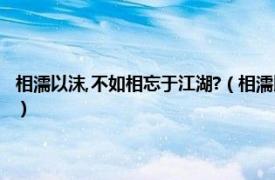 相濡以沫,不如相忘于江湖?（相濡以沫倒不如相忘于江湖相关内容简介介绍）