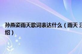 孙燕姿雨天歌词表达什么（雨天 汪苏泷OS孙燕姿演唱歌曲相关内容简介介绍）