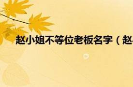 赵小姐不等位老板名字（赵小姐不等位相关内容简介介绍）