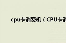 cpu卡消费机（CPU卡消费系统相关内容简介介绍）