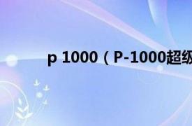 p 1000（P-1000超级坦克相关内容简介介绍）