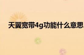 天翼宽带4g功能什么意思（天翼4g相关内容简介介绍）