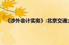 《涉外会计实务》:北京交通大学出版社2010年出版书籍简介