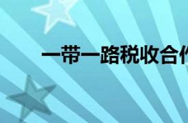 一带一路税收合作会议相关内容简介