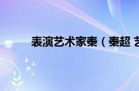 表演艺术家秦（秦超 艺术家相关内容简介介绍）