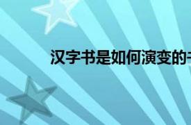 汉字书是如何演变的书籍本身又是如何演变的