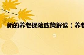 新的养老保险政策解读（养老保险新政策相关内容简介介绍）