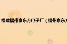 福建福州京东方电子厂（福州京东方光电科技有限公司相关内容简介介绍）