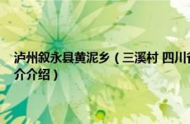 泸州叙永县黄泥乡（三溪村 四川省泸州市叙永县黄坭镇下辖村相关内容简介介绍）