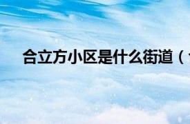 合立方小区是什么街道（合立方街相关内容简介介绍）