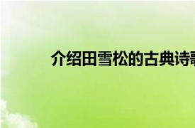 介绍田雪松的古典诗歌、五言散文诗和两句诗