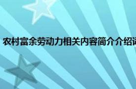 农村富余劳动力相关内容简介介绍词（农村富余劳动力相关内容简介介绍）