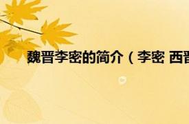 魏晋李密的简介（李密 西晋初年官员相关内容简介介绍）