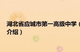 湖北省应城市第一高级中学（应城市第一高级中学相关内容简介介绍）