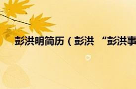 彭洪明简历（彭洪 “彭洪事件”当事人相关内容简介介绍）