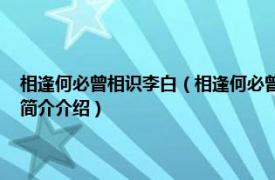 相逢何必曾相识李白（相逢何必曾相识 白居易诗《琵琶行》句子相关内容简介介绍）