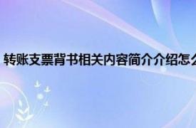 转账支票背书相关内容简介介绍怎么填（转账支票背书相关内容简介介绍）