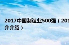 2017中国制造业500强（2010中国制造业企业500强相关内容简介介绍）