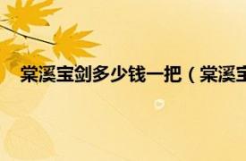 棠溪宝剑多少钱一把（棠溪宝剑锻制技艺相关内容简介介绍）