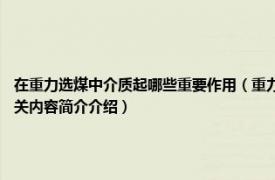 在重力选煤中介质起哪些重要作用（重力选煤技术 2012年冶金工业出版社出版的图书相关内容简介介绍）