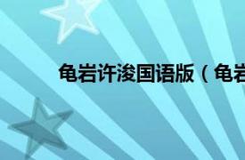 龟岩许浚国语版（龟岩许浚相关内容简介介绍）