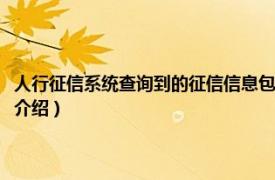 人行征信系统查询到的征信信息包括（中国人民银行征信系统相关内容简介介绍）