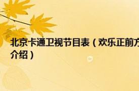 北京卡通卫视节目表（欢乐正前方 北京少儿卡通电视台节目相关内容简介介绍）