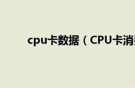 cpu卡数据（CPU卡消费系统相关内容简介介绍）