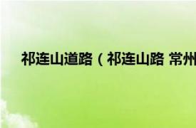 祁连山道路（祁连山路 常州市祁连山路相关内容简介介绍）