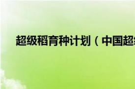 超级稻育种计划（中国超级稻育种相关内容简介介绍）