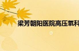 梁芳朝阳医院高压氧科副主任医师相关内容简介