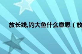 放长线,钓大鱼什么意思（放长线钓大鱼相关内容简介介绍）