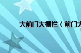 大前门大栅栏（前门大栅栏相关内容简介介绍）