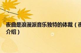 夜曲是浪漫派音乐独特的体裁（夜曲 浪漫主义时期器乐体裁相关内容简介介绍）