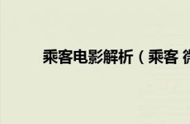 乘客电影解析（乘客 微电影相关内容简介介绍）