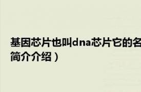 基因芯片也叫dna芯片它的名字借鉴了（DNA芯片技术相关内容简介介绍）