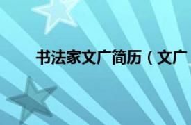 书法家文广简历（文广 艺术家相关内容简介介绍）