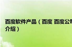 百度软件产品（百度 百度公司推出的一款应用软件相关内容简介介绍）