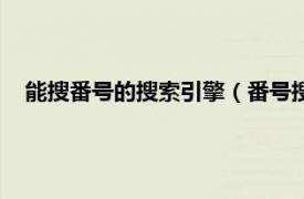 能搜番号的搜索引擎（番号搜索器网页版相关内容简介介绍）