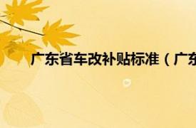 广东省车改补贴标准（广东车改方案相关内容简介介绍）