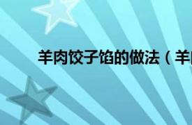 羊肉饺子馅的做法（羊肉饺子相关内容简介介绍）