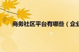 商务社区平台有哪些（企业商务社区相关内容简介介绍）