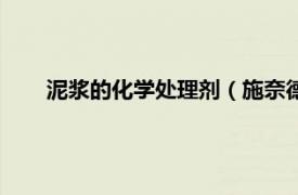 泥浆的化学处理剂（施奈德化学泥浆相关内容简介介绍）