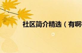 社区简介精选（有啊社区相关内容简介介绍）