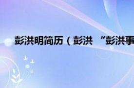 彭洪明简历（彭洪 “彭洪事件”当事人相关内容简介介绍）