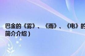 巴金的《雾》、《雨》、《电》的题材是( )（巴金选集4：雾雨电相关内容简介介绍）