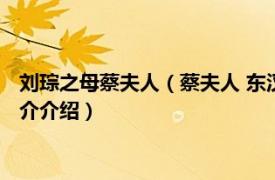 刘琮之母蔡夫人（蔡夫人 东汉末年荆州牧刘表的后妻相关内容简介介绍）