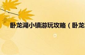 卧龙湖小镇游玩攻略（卧龙湖风情小镇相关内容简介介绍）