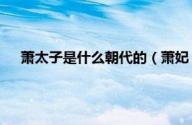 萧太子是什么朝代的（萧妃 陈朝太子妃相关内容简介介绍）