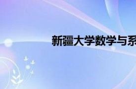 新疆大学数学与系统科学学院讲师简介